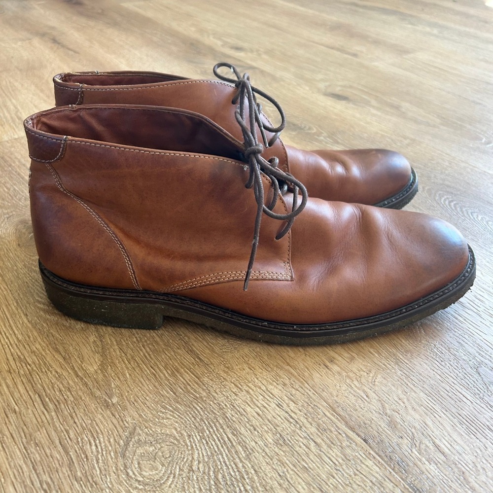 Johnston & Murphy Mens Tan Leather Chukka Boots Memory Foam 11.5M 25-2022